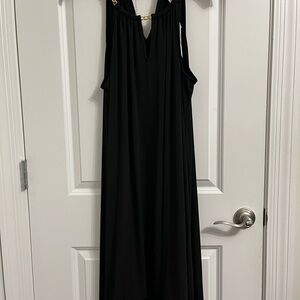 Michael Kors Black Maxi Dress with Gold Accents